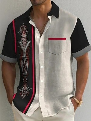 Retro Tribal Print Summer Shirt Men