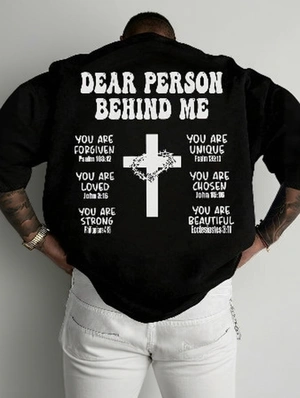 Men's Slogan & Cross Print Short Sleeve T-Shirt