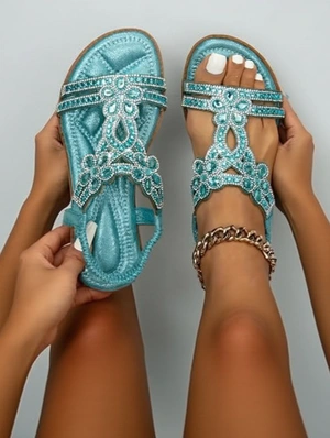 Rhinestone Embellishments Glitter Sandals
