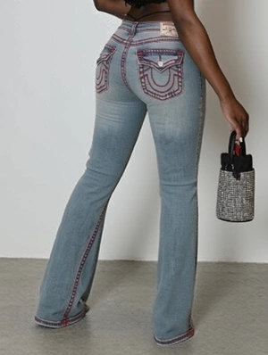 Vintage Lined Denim Flare Leg Jeans
