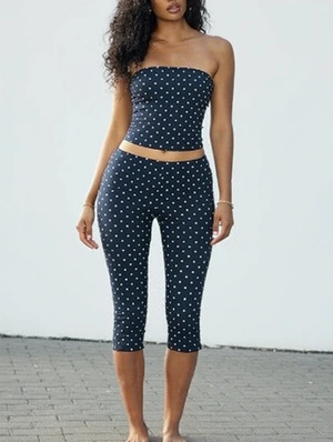 Polka Dots Tube Capri Pants Sets