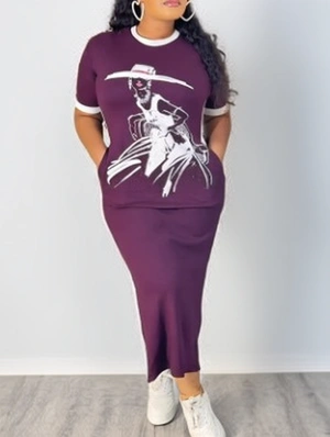 Casual Printed Short Sleeve Maxi Dress