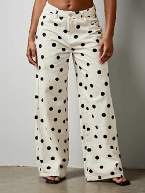 Polka Dots Straight Denim Jeans