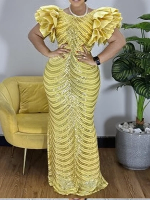 Sequin Lacework Sleeveless Maxi Dress