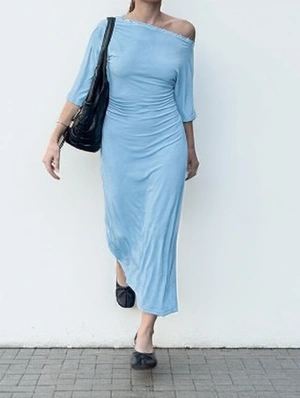 Pure Asymmetrical Short Sleeve Casual Dress