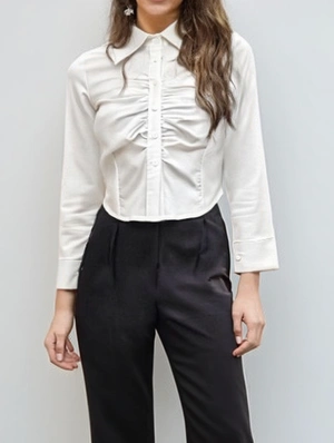 Patch Ruched Artistic Blouses