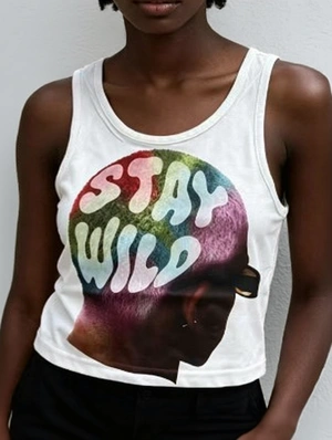 Y2K Stay Wild Slogan Graphic Cropped Tank Top