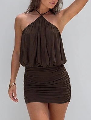 Lace Up Mid-rise Backless Skirt Sets