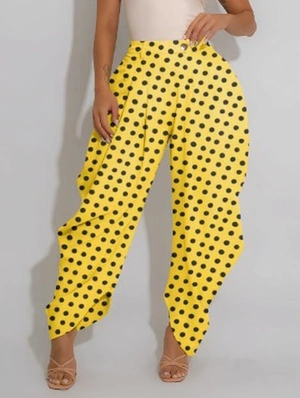 Colorblock Polka Dots Bubble Pants