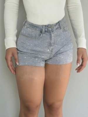 Splints Bodycon High Rise Denim Shorts