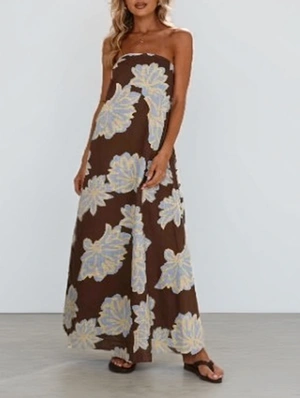 Print Casual Backless Strapless Dress