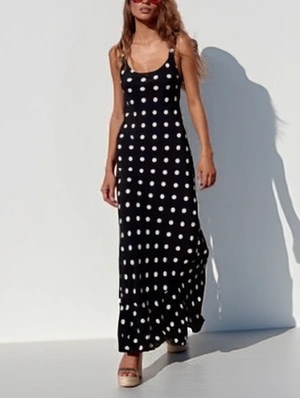 Printing Polka Dots Crewneck Casual Dress