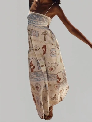 Hollow-out Tie Dye Spaghetti Straps Sleeveless Vacation Dress