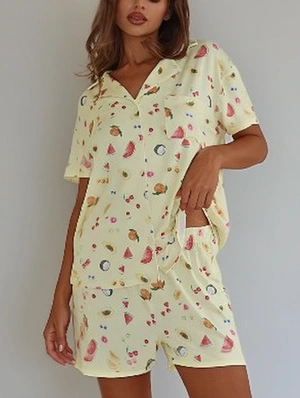 Cartoon Printed Loose Short Sleeve Pajamas Set