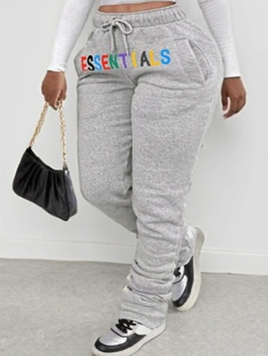 Athleisure Letter Print Stacked Pants