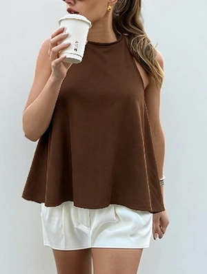 Halter Mock Neck Flowy Sleeveless Tank Top