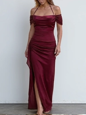 Sexy Backless Ruched Halter Dress