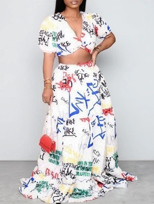 Short Sleeve Spandex High Rise Skirt Sets