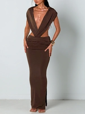 Sleeveless Backless Halter Bodycon Maxi Dress