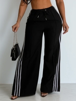 Solid Color Striped Straight Pants