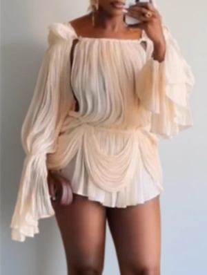 Irregular Ruched Off Shoulder Mini Dress