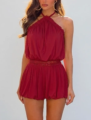 Halter Ruched Sleeveless Bubble Mini Dress
