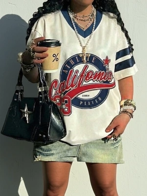 Letter Baggy Short Sleeve Design Tops