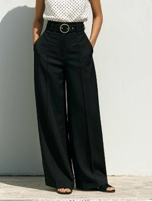 Metal Ring Solid Color Straight Pants