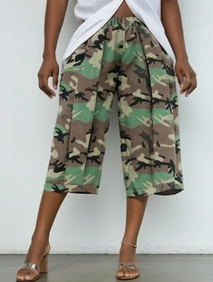 Camouflage Pleated High Waist Pants