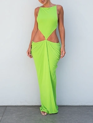 Ruched Hollow-out Sleeveless Maxi Dress