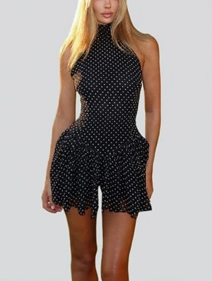 Halter Neck Polka Dots Backless Dress