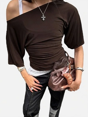 Solid Color Round Neck Bodycon T-shirts