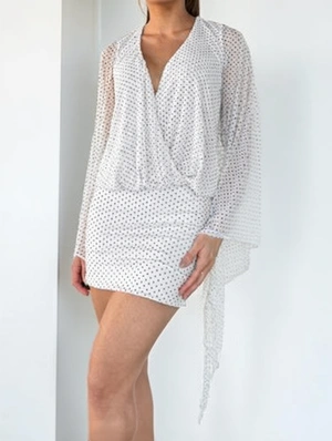 Solid Dots Backless Lace-Up Mini Dress