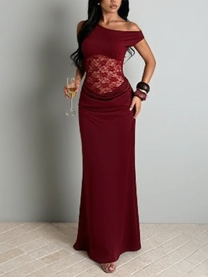 One Shoulder Ruched Sleeveless Maxi Dress