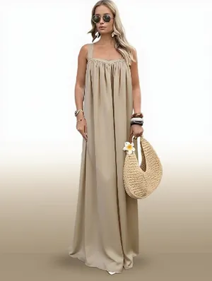 Flounce Spaghetti Straps Maxi Sleeveless Dress