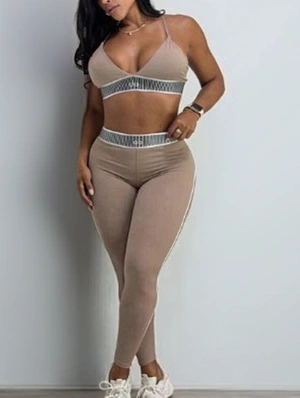 Sporty Lined Bra Striped Pant Sets