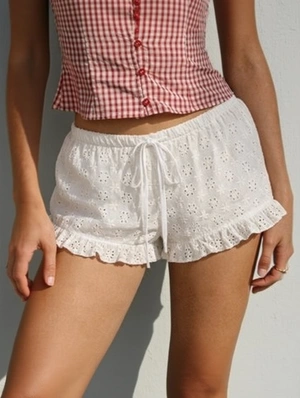 Jacquard Weave Pure Color Pastoral Shorts