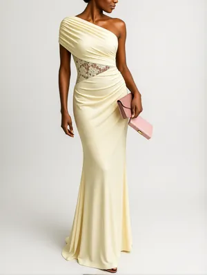 Pullover Solid Color Inclined Shoulder Sleeveless Dress