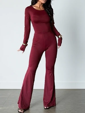 Sexy Backless Long‑Sleeve Slim Jumpsuit