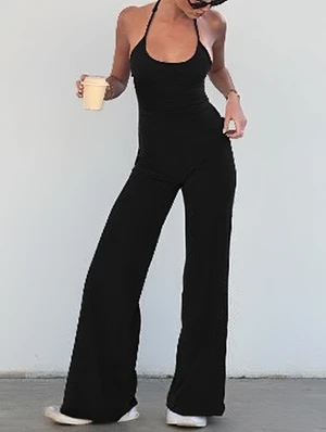 Solid Halter Cami And Long Pant Casual Sets