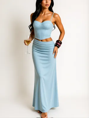 Spaghetti Strap Pleated Cutout Solid Maxi Dress
