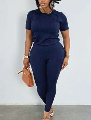 Plain Color Bodycon High Rise Pant Sets