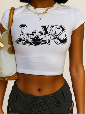 Love Printed Crewneck Baby Tee
