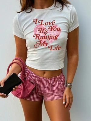 Slogan Heart Printed Crewneck Baby Tee