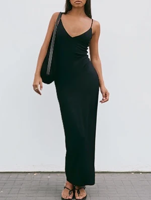 Solid Color Sleeveless Slip Maxi Dress