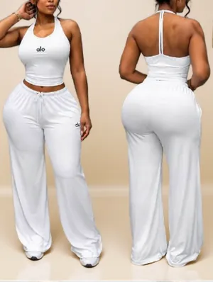 I-Shaped Backless Tank Casual Pant Sets