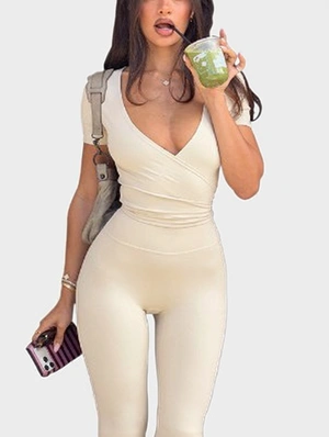Pure Bodycon V Neck Capri Pants Sets