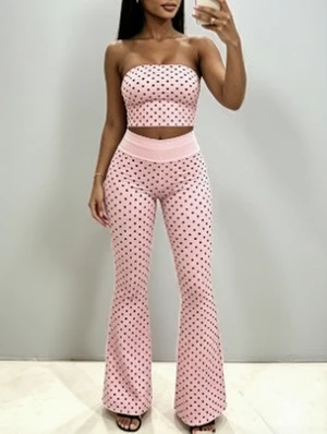 Polka Dots Tube Flared Pant Headband Sets