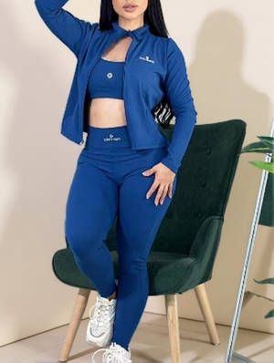 Sporty Tank Zipper Coats Pant 3 Piece Sets