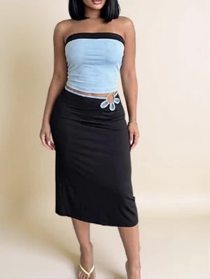 Contrast Tube Metal Ring Skirt Sets